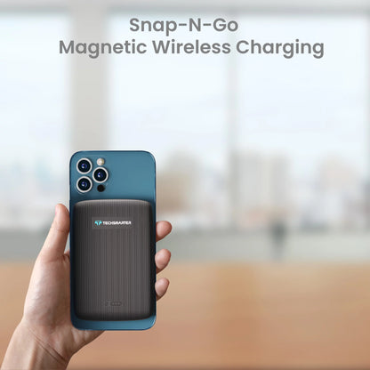 Magnetic 10,000mAh Wireless Power Bank with 18W USB-C PD Portable Charger, Compatible with iPhone 14, 13, and 12